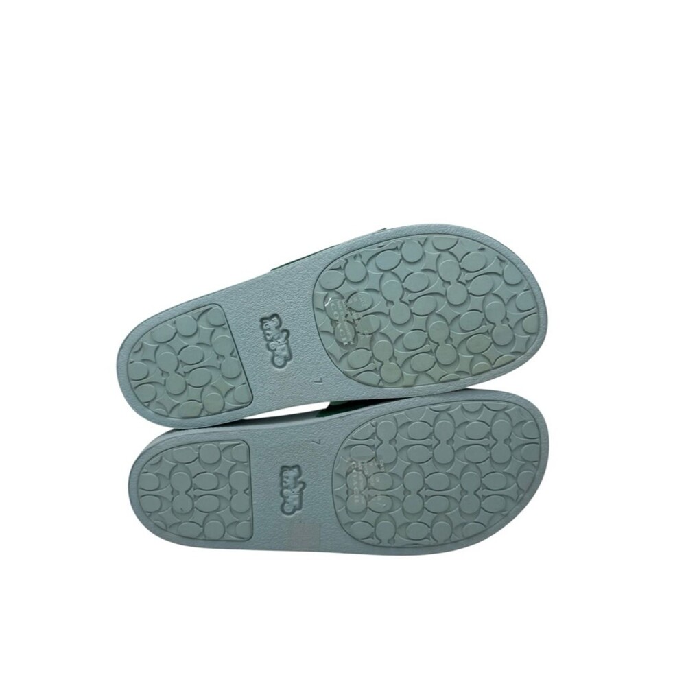 Coach Udele Signature Rubber Slides Green & Waterfall Size 7 - Picture 8 of 10
